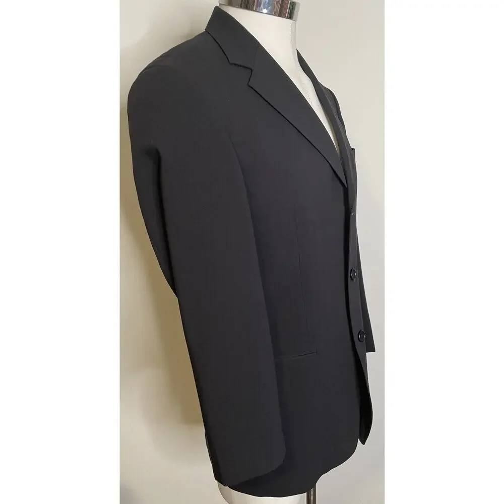 Hugo Boss Pant Suit Mens 38R Black Wool Jacket Pants Einstein Fit Lightweight